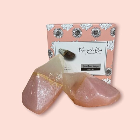 Luxury bath geode pink champagne soap set - Picture 3 of 5